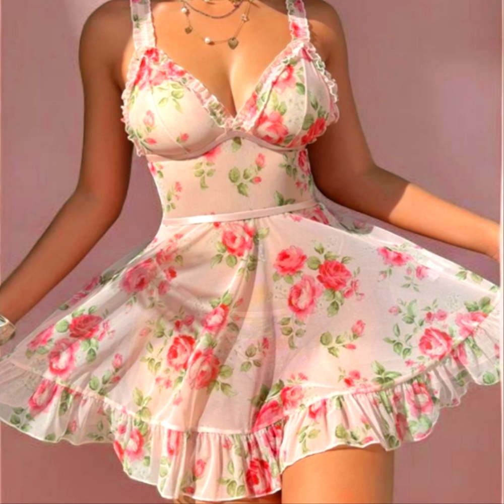 NWOT 2-piece Romamtic Floral Lingerie, Soft & Cozy Size Medium